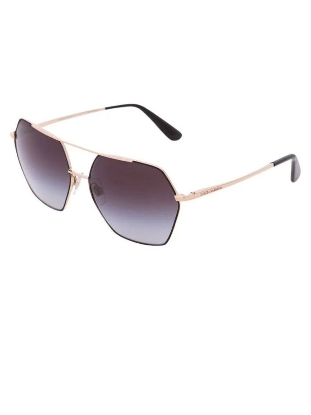 Dolce & Gabbana DG2157 Gold Aviator Polarized Polygon Sunglasses Black - Picture 15 of 15